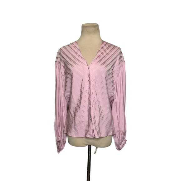 Joie Pink Cadmar Satin Button Long Sleeves Blouse size XXS - Picture 8 of 12
